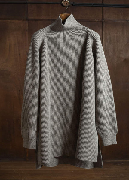 JAN-JAN VAN ESSCHE KNIT#74 WIDE FIT KNITTED TURTLE NECK SWEATER Sartuul Wool Natural Grey