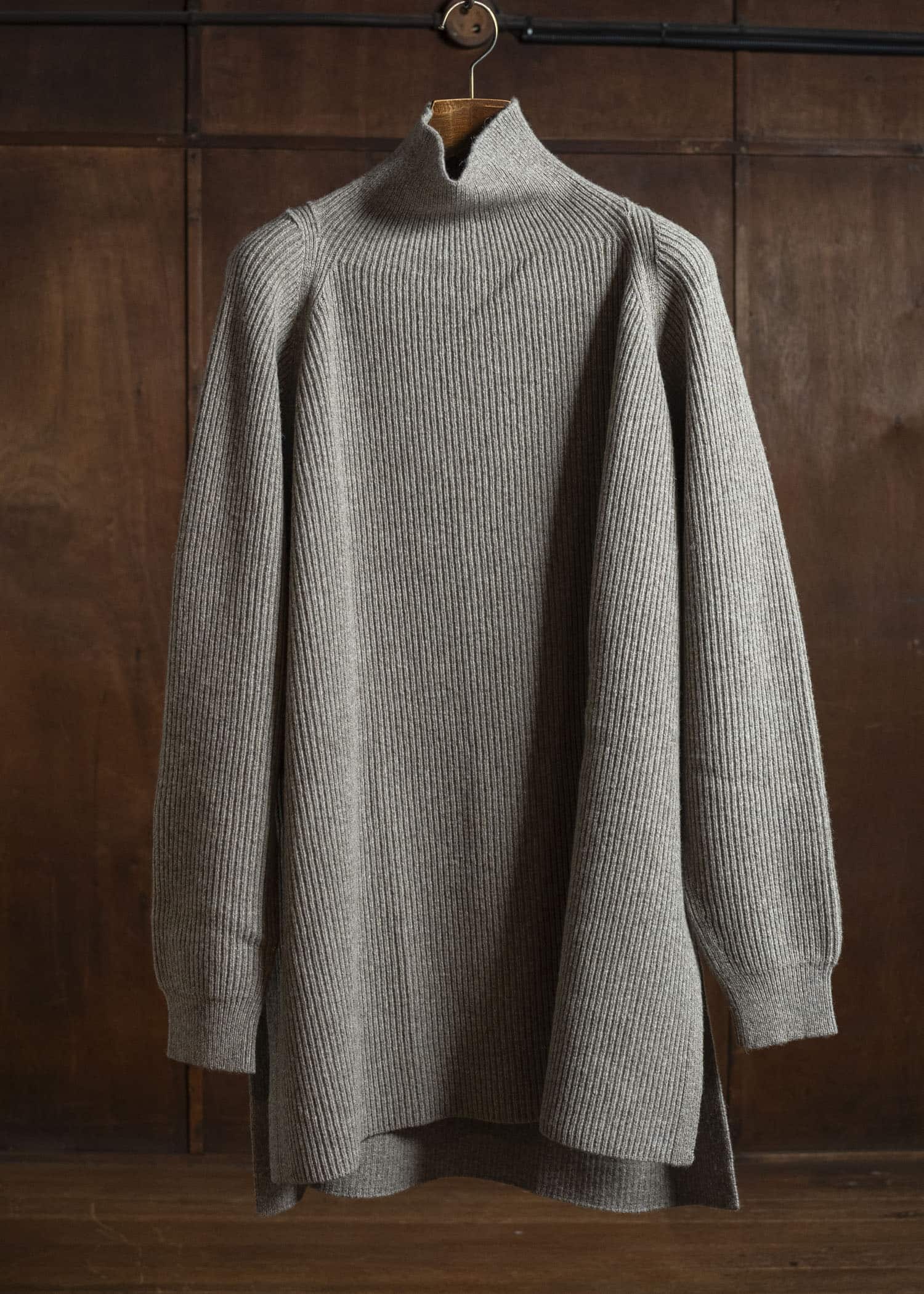 JAN-JAN VAN ESSCHE KNIT#74 WIDE FIT KNITTED TURTLE NECK SWEATER Sartuul Wool Natural Grey