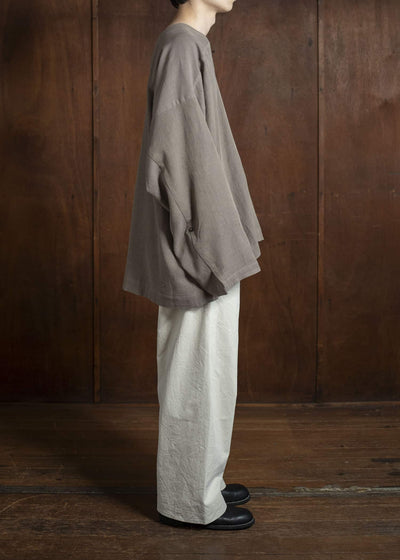 JAN-JAN VAN ESSCHE TUNIC#38-WRINKLED CLOTH EARTH Oversized Long Sleeve Tunic With Roll-Up Sleeves Wrinkled Cloth Earth