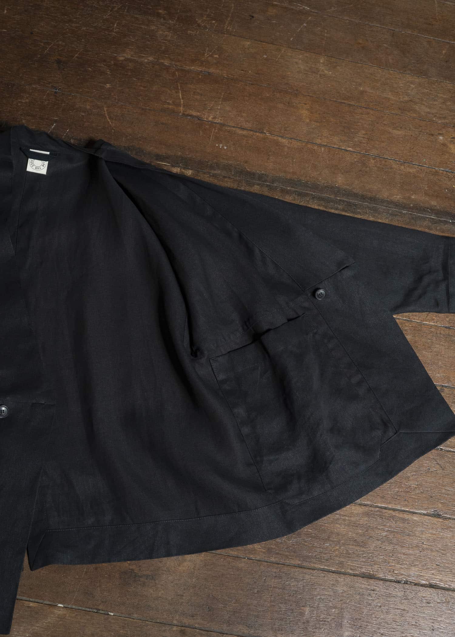 JAN-JAN VAN ESSCHE JACKET#63 OVERSIZED BLAZER WITH JET POCKETS, UNLINED｜PAPER SHEER TWILL Black