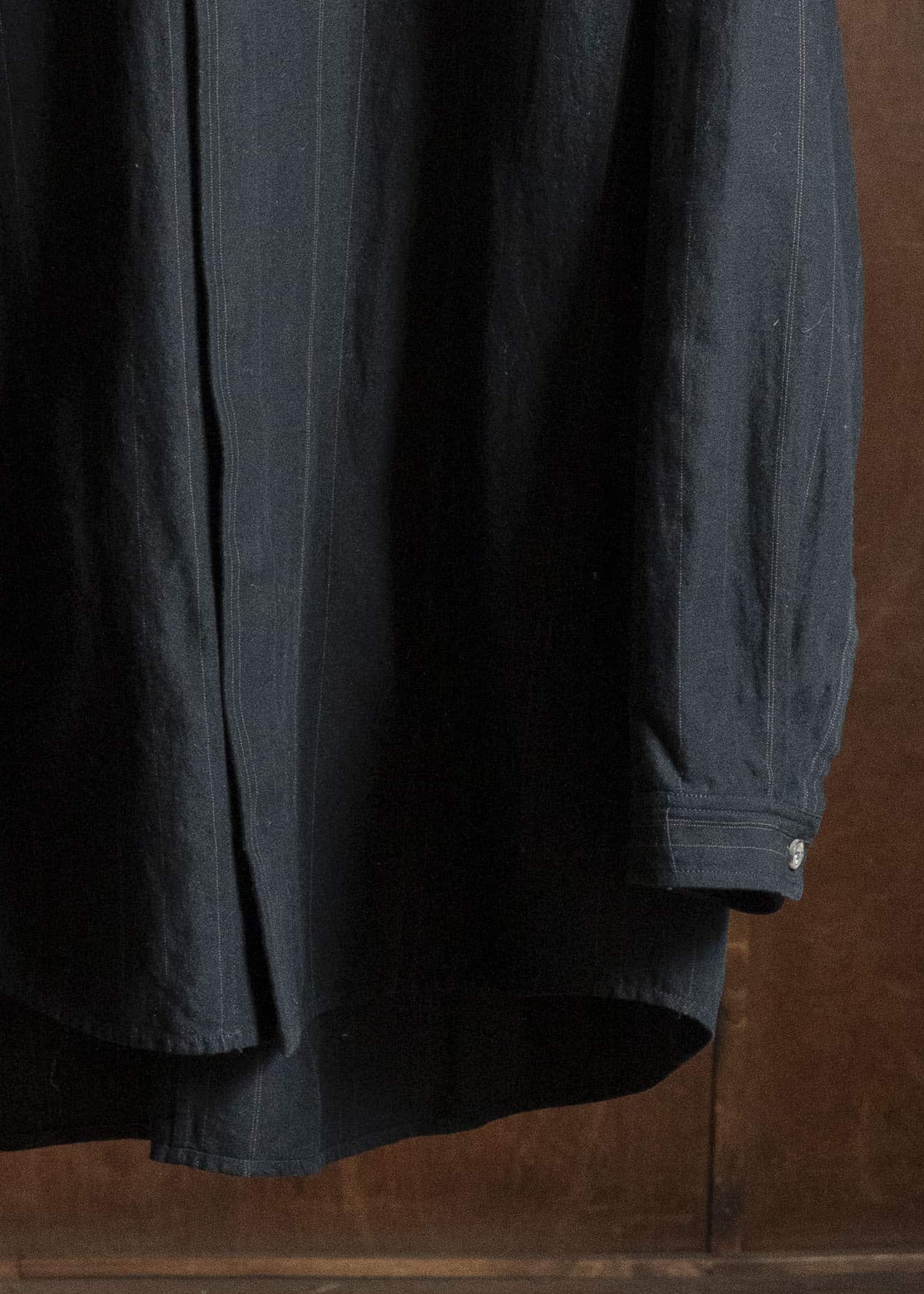 JAN-JAN VAN ESSCHE SHIRT#106-FINE STRIPE CLOTH BLACK Regular Long Sleeve Shirt Fine Stripe Cloth Black