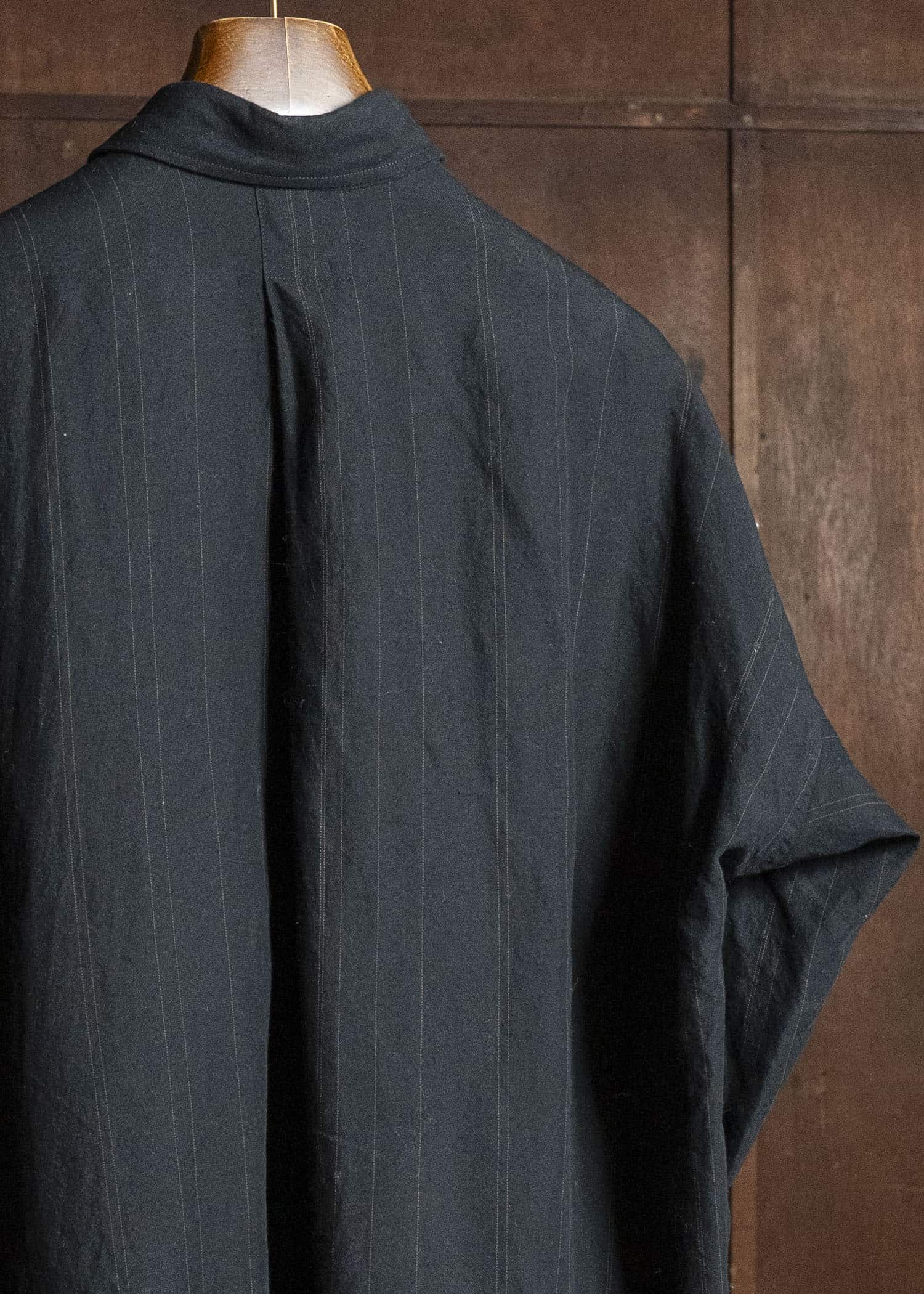 JAN-JAN VAN ESSCHE SHIRT#106-FINE STRIPE CLOTH BLACK Regular Long Sleeve Shirt Fine Stripe Cloth Black
