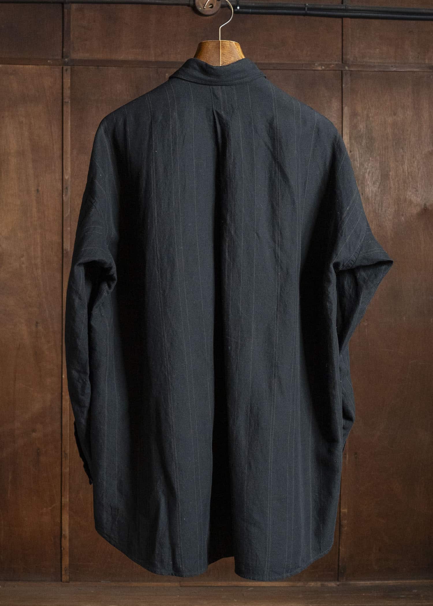 JAN-JAN VAN ESSCHE SHIRT#106-FINE STRIPE CLOTH BLACK Regular Long Sleeve Shirt Fine Stripe Cloth Black