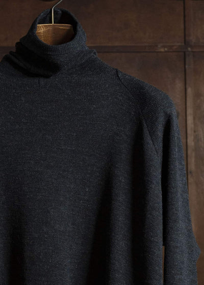 JAN-JAN VAN ESSCHE TEE#65 REGULAR FIT TURTLE NECK TEE A CLASSIC Wool 2/2 Rib Anthracite