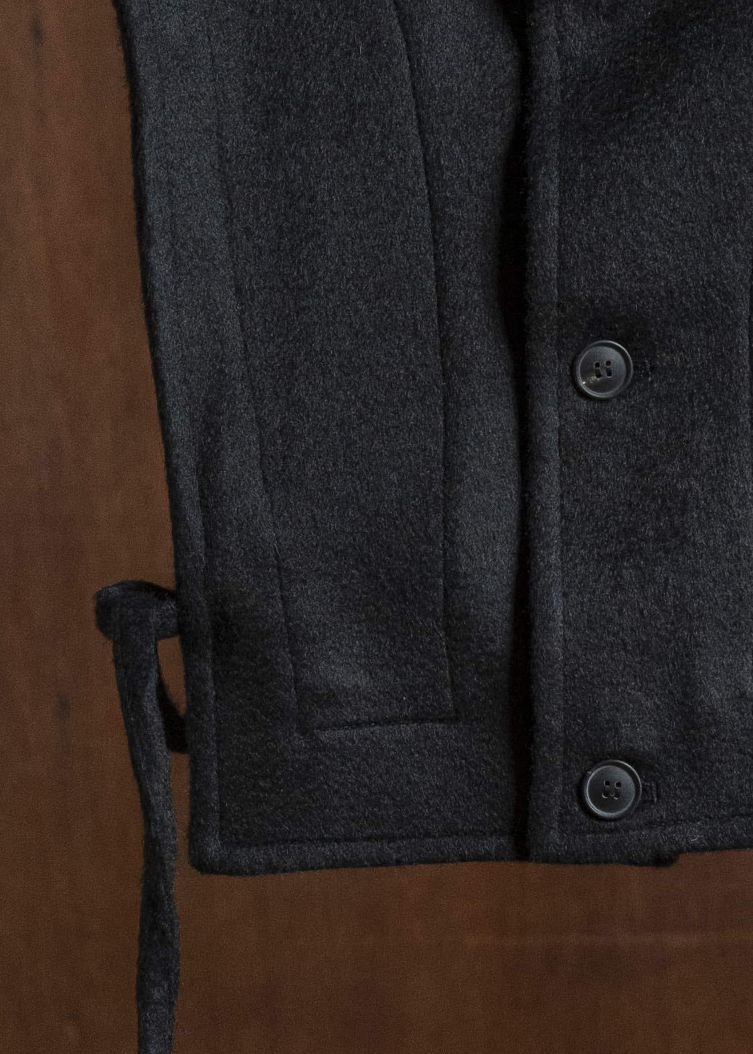 JAN-JAN VAN ESSCHE COLLAR PIECE#2 COLLAR PIECE WITH HIGH, STANDING COLLAR AND SIDE STRINGS Washed Velvet Yak Jet Black