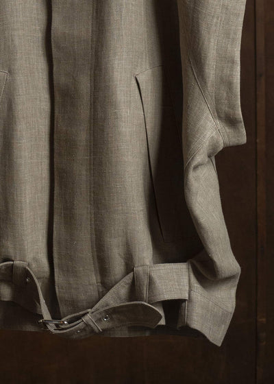 HED MAYNER HERRINGBONE HEAVY LINEN VEST BROWN HMMC10051AHC161