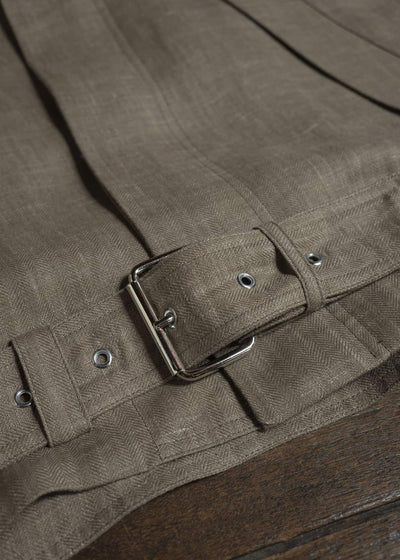 HED MAYNER HERRINGBONE HEAVY LINEN VEST BROWN HMMC10051AHC161