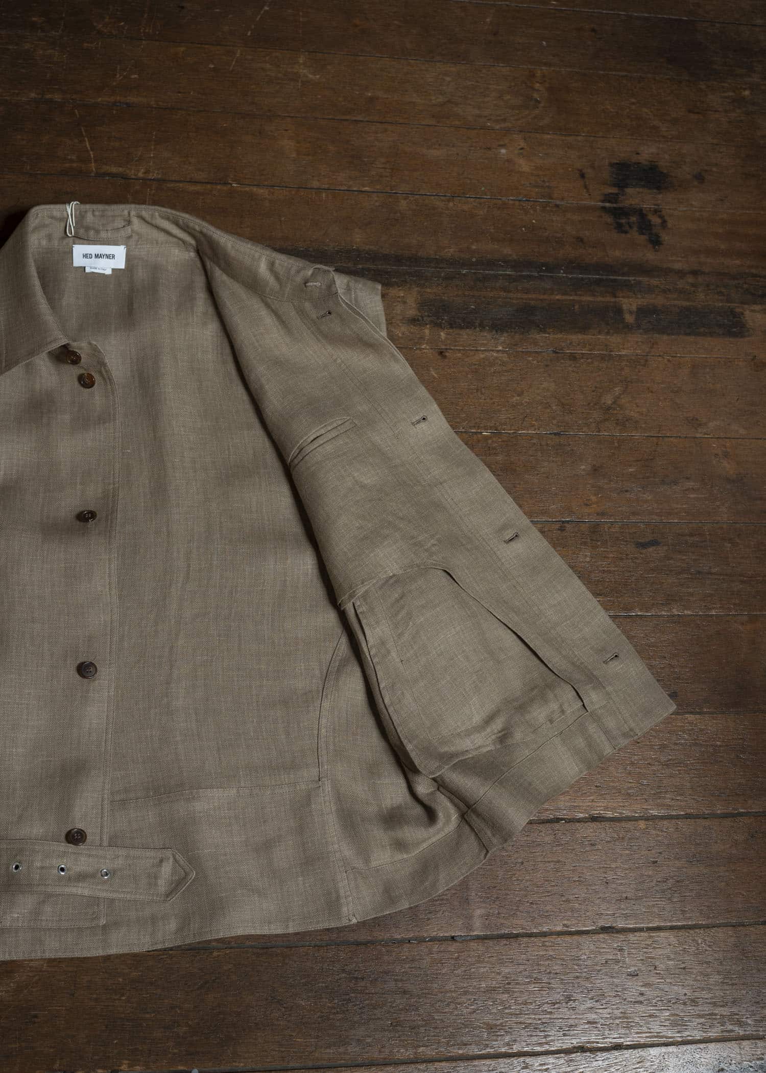 HED MAYNER HERRINGBONE HEAVY LINEN VEST BROWN HMMC10051AHC161