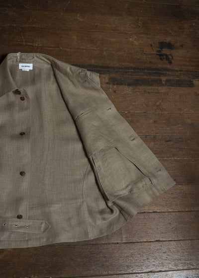 HED MAYNER HERRINGBONE HEAVY LINEN VEST BROWN HMMC10051AHC161