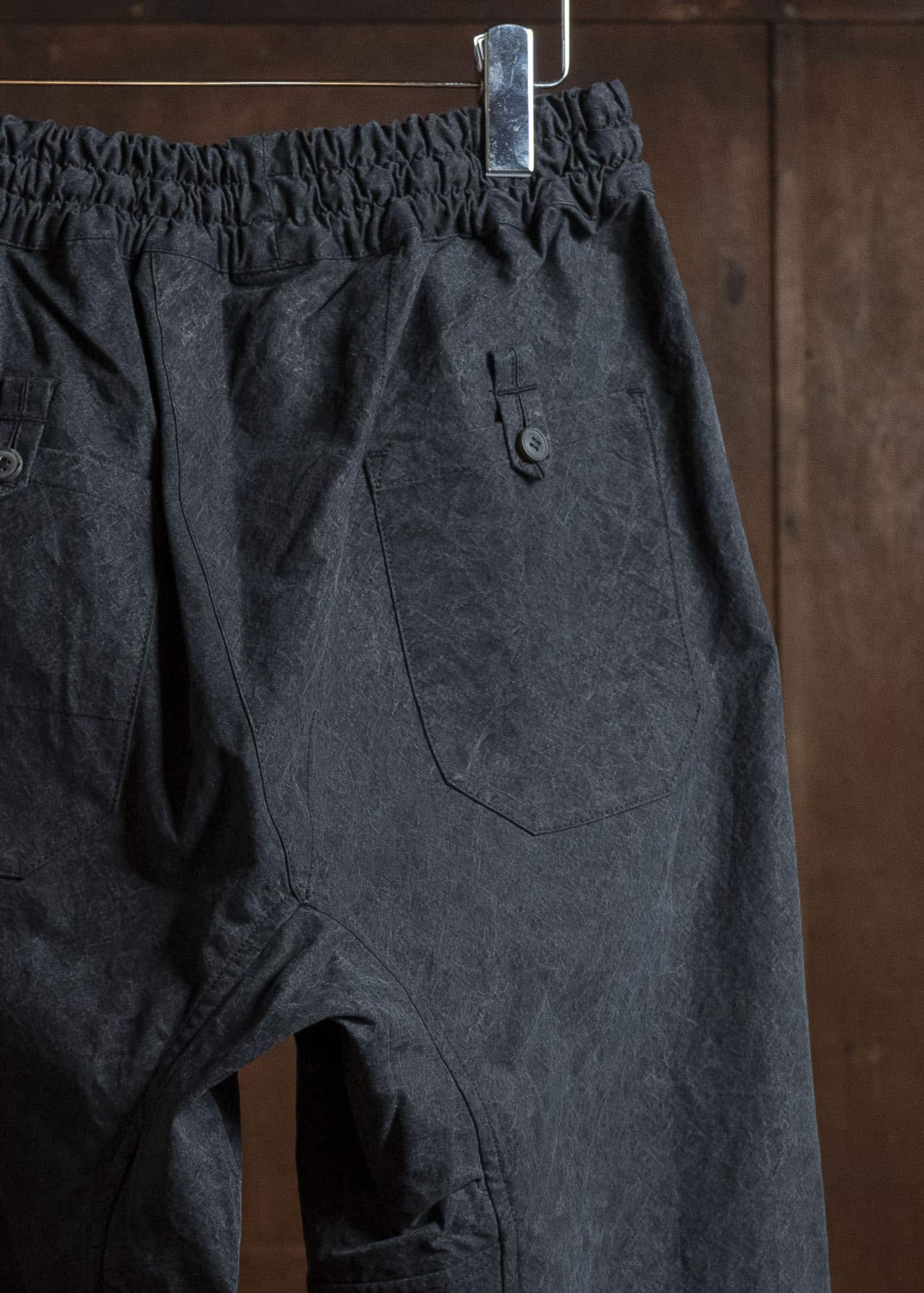 JAN-JAN VAN ESSCHE TROUSERS#88 LOOSE FIT, SINGLE PLEATED TROUSERS Time Washed Canvas Black