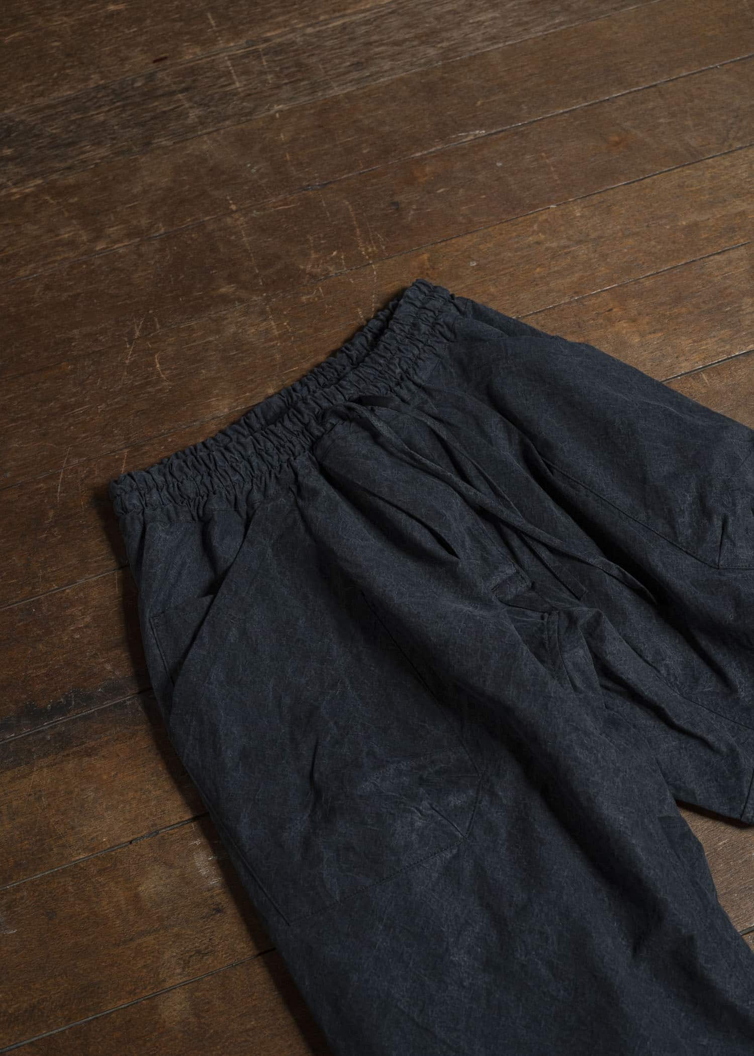 JAN-JAN VAN ESSCHE TROUSERS#88 LOOSE FIT, SINGLE PLEATED TROUSERS Time Washed Canvas Black