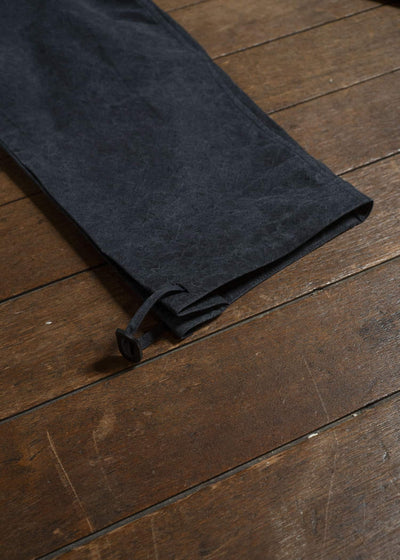 JAN-JAN VAN ESSCHE TROUSERS#88 LOOSE FIT, SINGLE PLEATED TROUSERS Time Washed Canvas Black