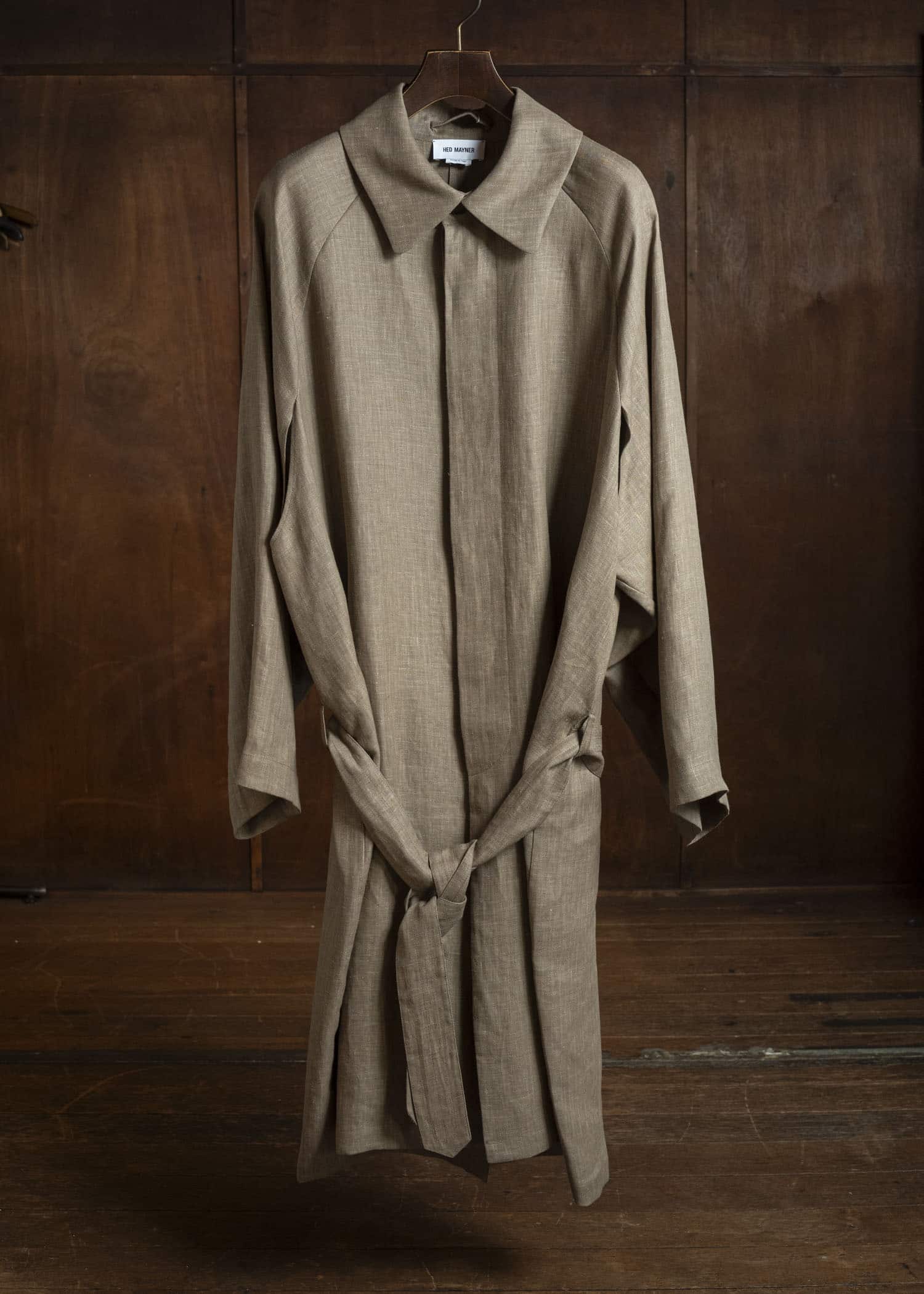 HED MAYNER HERRINGBONE HEAVY LINEN COAT BROWN HMMC10054AHC161