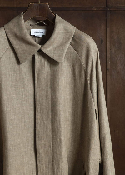 HED MAYNER HERRINGBONE HEAVY LINEN COAT BROWN HMMC10054AHC161