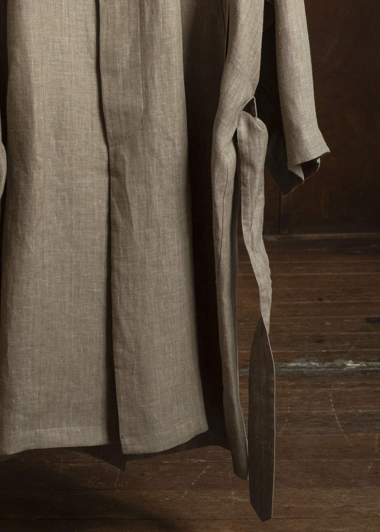 HED MAYNER HERRINGBONE HEAVY LINEN COAT BROWN HMMC10054AHC161