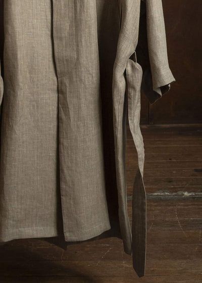 HED MAYNER HERRINGBONE HEAVY LINEN COAT BROWN HMMC10054AHC161