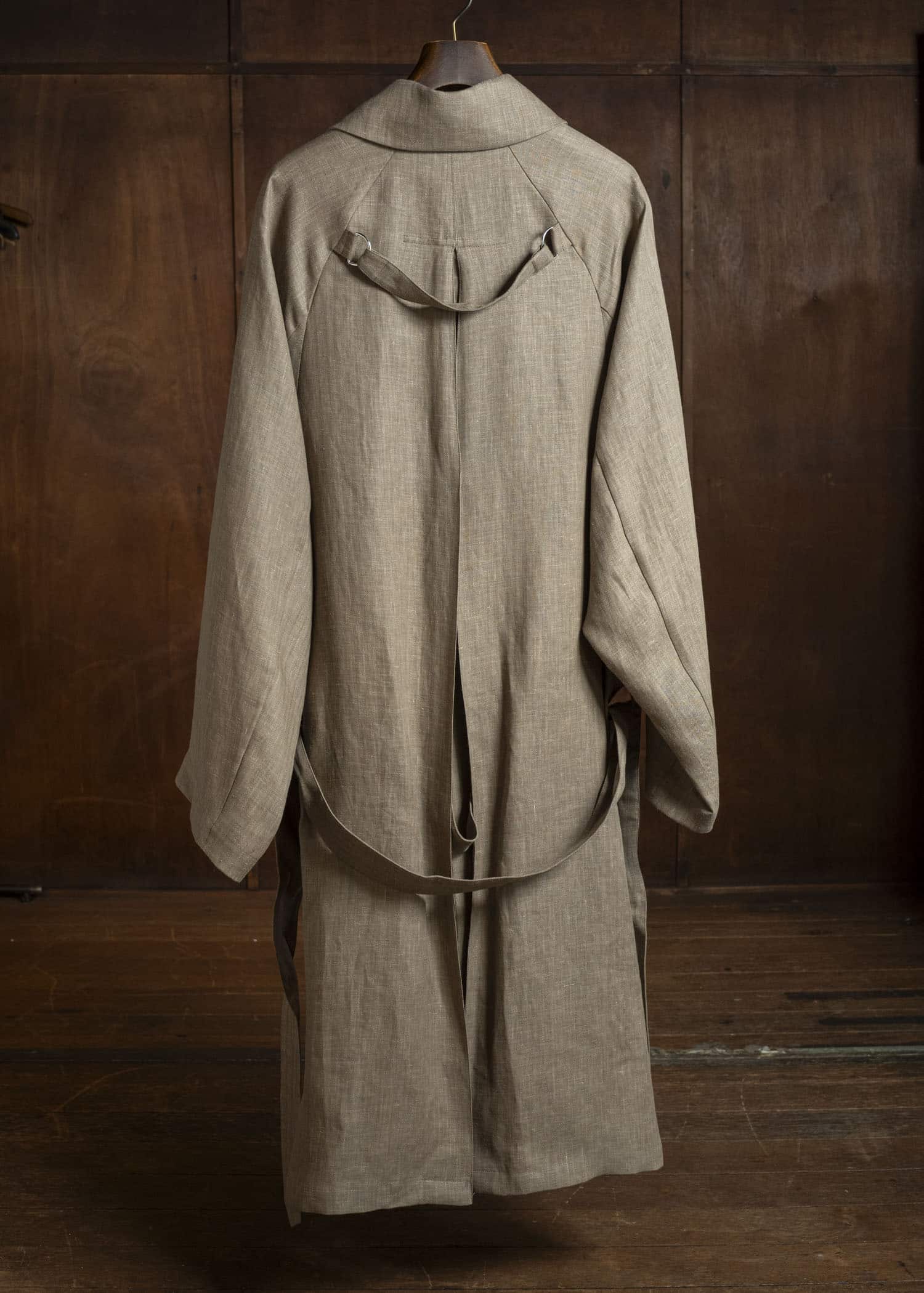 HED MAYNER HERRINGBONE HEAVY LINEN COAT BROWN HMMC10054AHC161