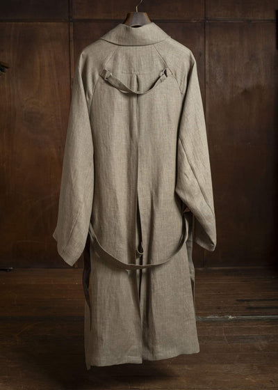 HED MAYNER HERRINGBONE HEAVY LINEN COAT BROWN HMMC10054AHC161