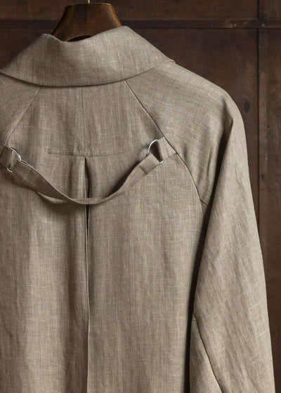 HED MAYNER HERRINGBONE HEAVY LINEN COAT BROWN HMMC10054AHC161
