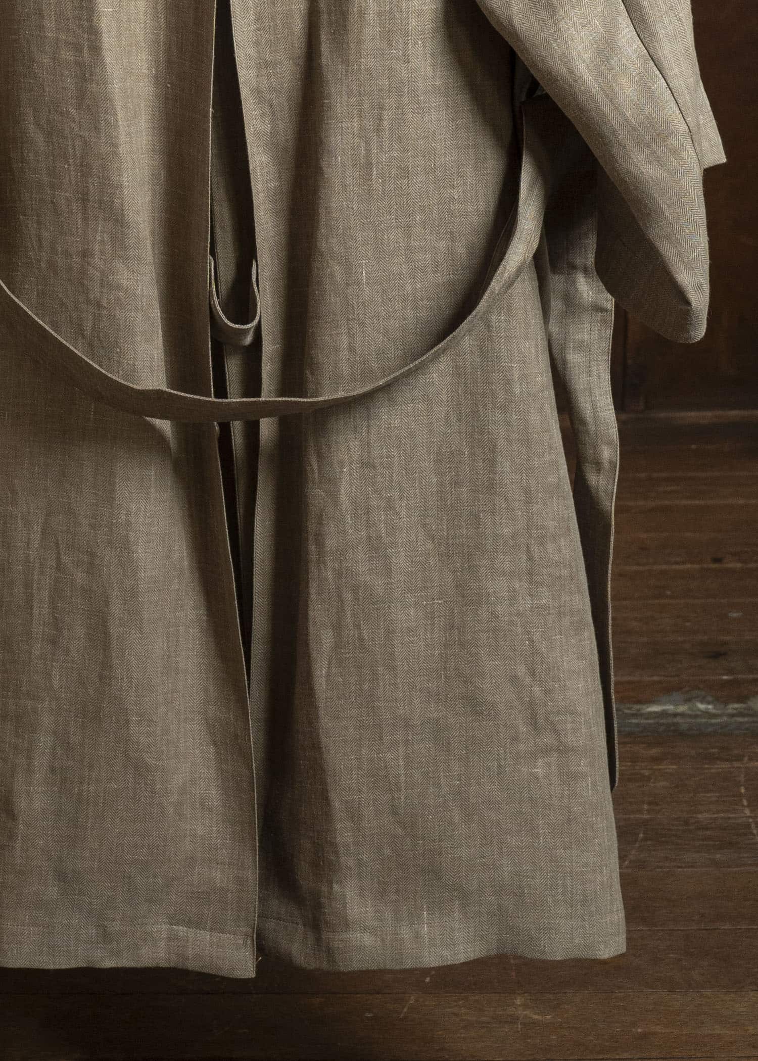 HED MAYNER HERRINGBONE HEAVY LINEN COAT BROWN HMMC10054AHC161