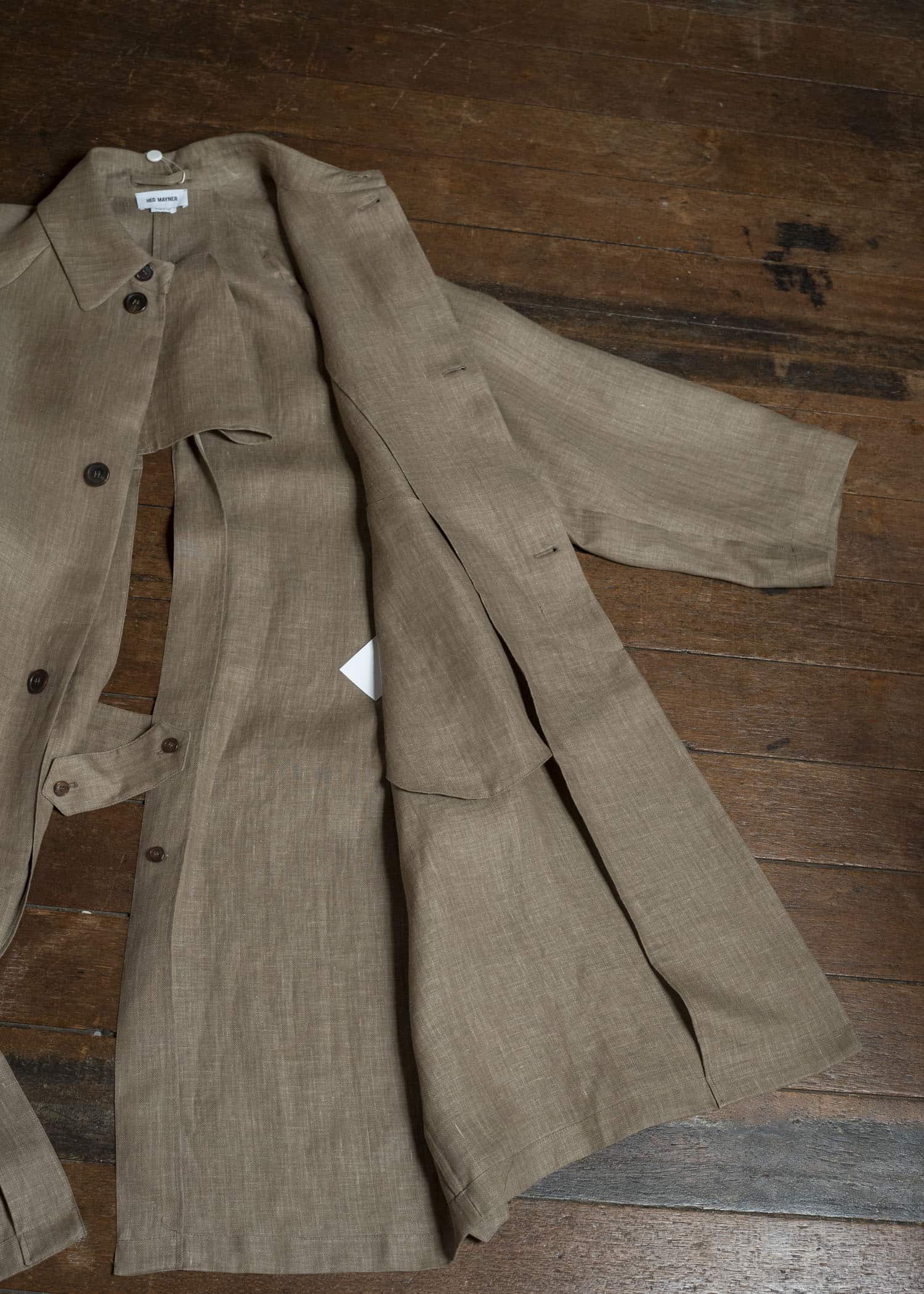 HED MAYNER HERRINGBONE HEAVY LINEN COAT BROWN HMMC10054AHC161