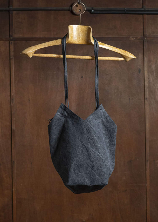 JAN-JAN VAN ESSCHE BAG#41 SMALL SPIRAL BAG Time Washed Canvas Black