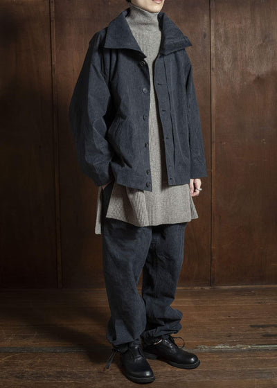 JAN-JAN VAN ESSCHE TROUSERS#88 LOOSE FIT, SINGLE PLEATED TROUSERS Time Washed Canvas Black