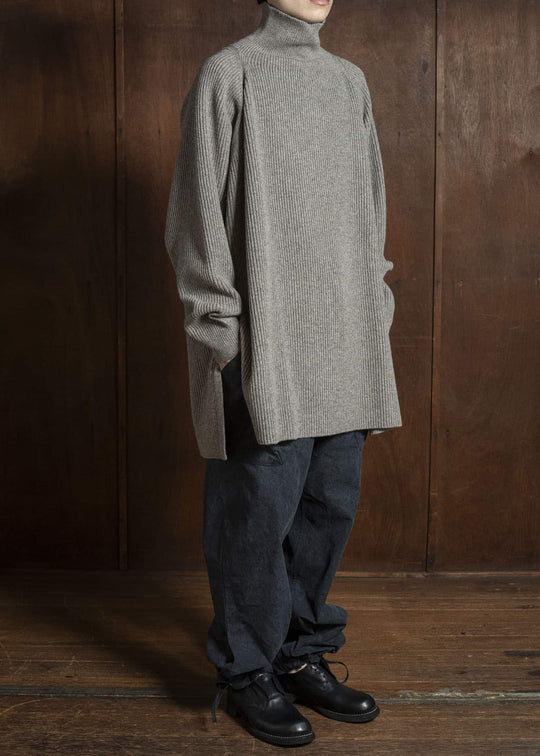 JAN-JAN VAN ESSCHE KNIT#74 WIDE FIT KNITTED TURTLE NECK SWEATER Sartuul Wool Natural Grey