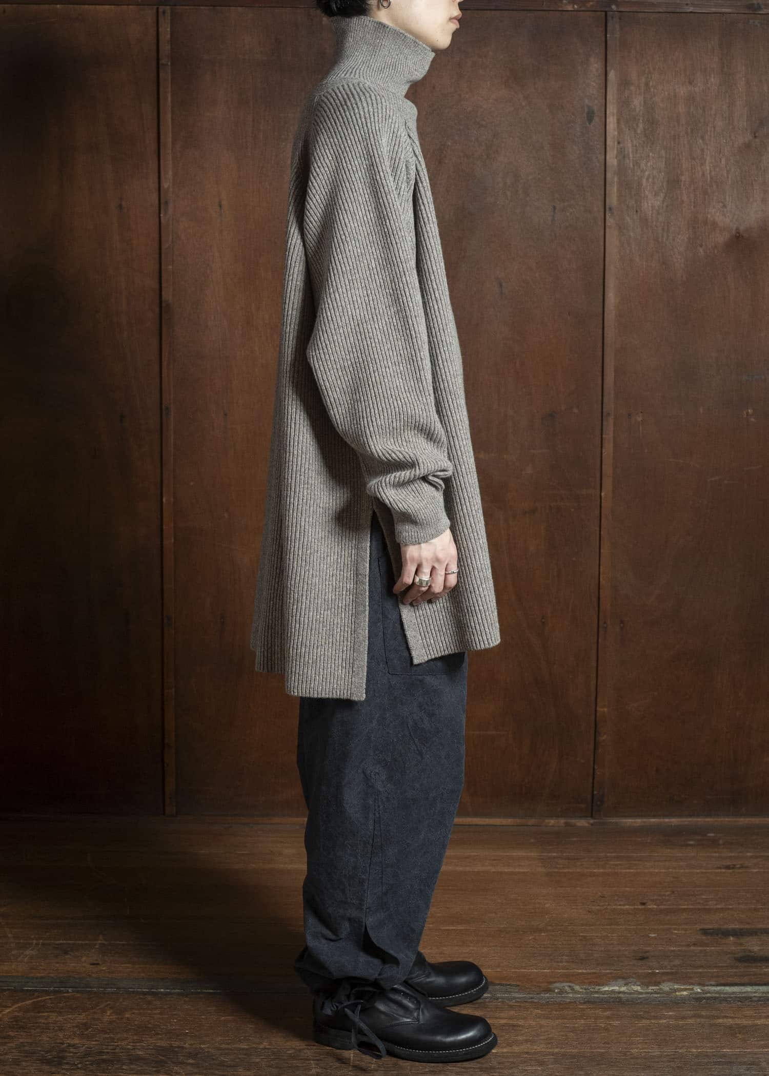 JAN-JAN VAN ESSCHE KNIT#74 WIDE FIT KNITTED TURTLE NECK SWEATER Sartuul Wool Natural Grey