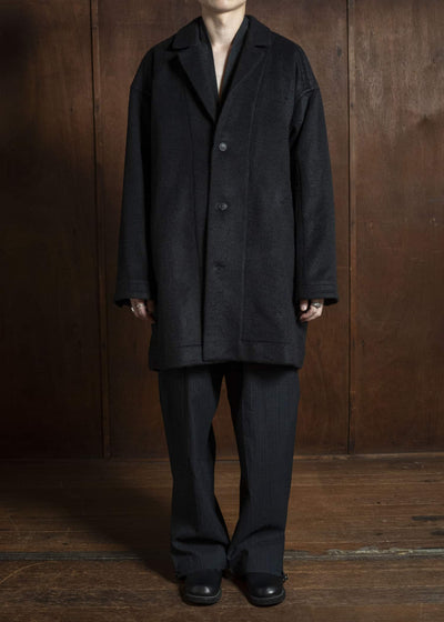 JAN-JAN VAN ESSCHE COAT#33 BLAZER-STYLE OVERCOAT Washed Velvet Yak Jet Black