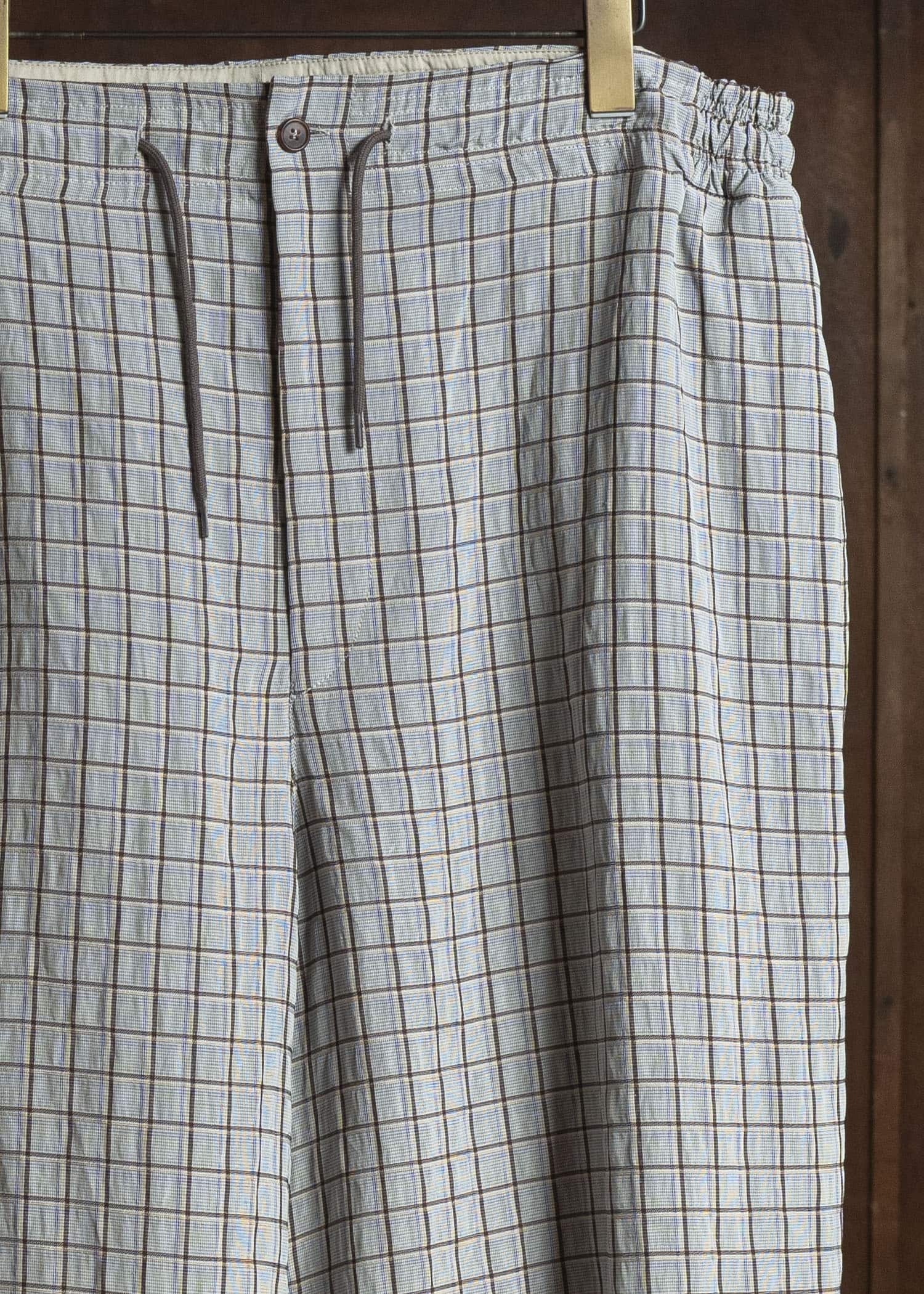 HED MAYNER VISCOSE/LINEN CHECK PANTS GRAY-BROWN HMMC30050AHC270