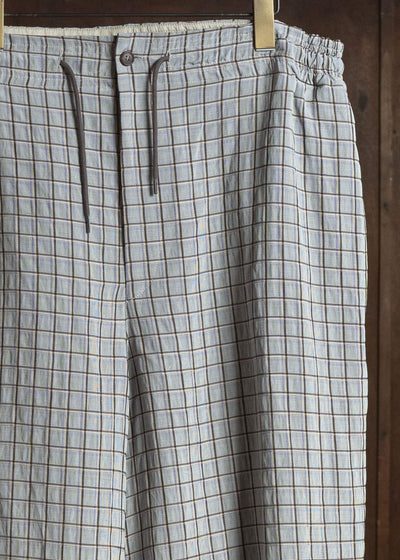 HED MAYNER VISCOSE/LINEN CHECK PANTS GRAY-BROWN HMMC30050AHC270