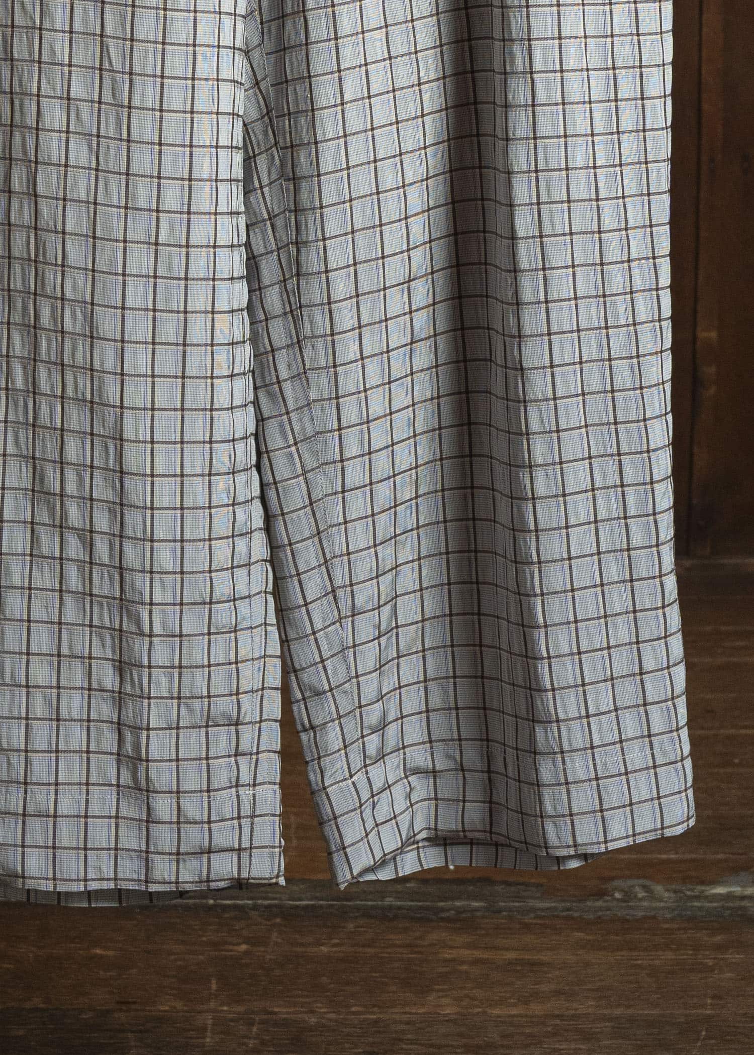 HED MAYNER VISCOSE/LINEN CHECK PANTS GRAY-BROWN HMMC30050AHC270
