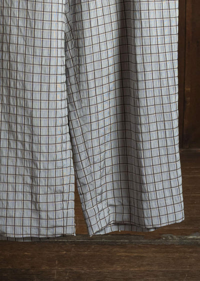 HED MAYNER VISCOSE/LINEN CHECK PANTS GRAY-BROWN HMMC30050AHC270