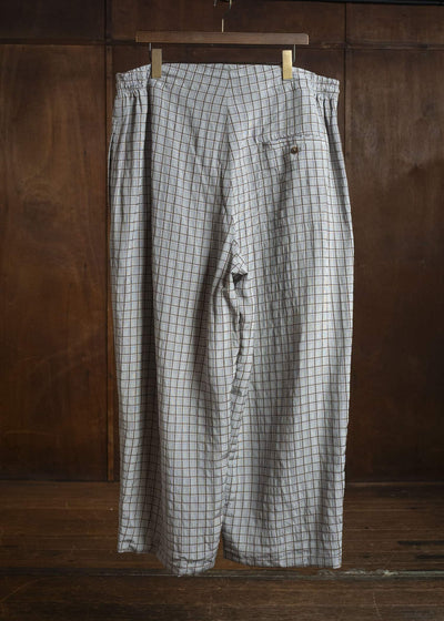 HED MAYNER VISCOSE/LINEN CHECK PANTS GRAY-BROWN HMMC30050AHC270