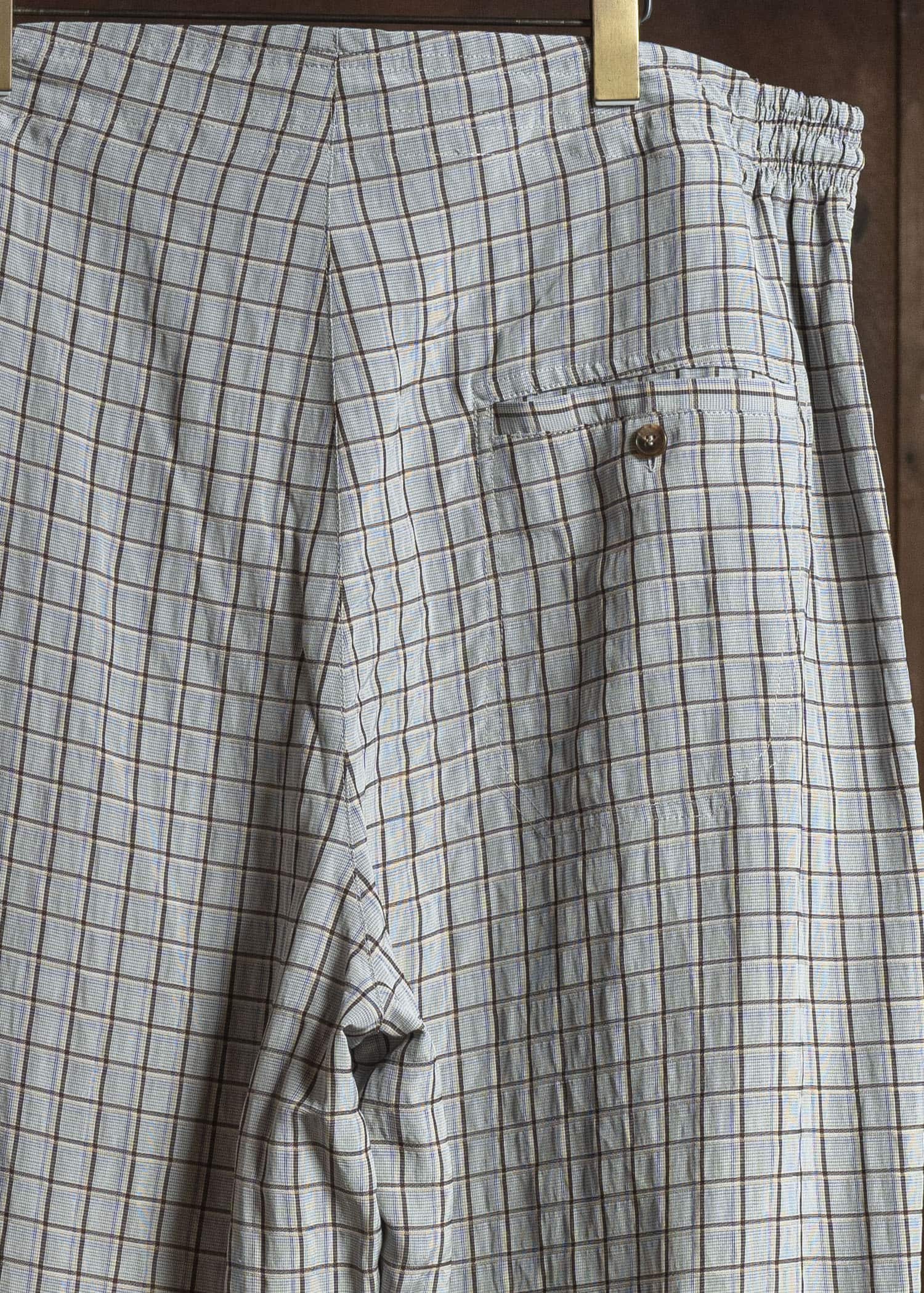 HED MAYNER VISCOSE/LINEN CHECK PANTS GRAY-BROWN HMMC30050AHC270