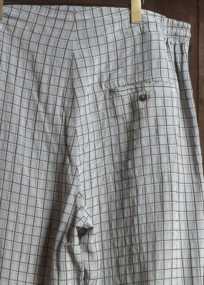 HED MAYNER VISCOSE/LINEN CHECK PANTS GRAY-BROWN HMMC30050AHC270