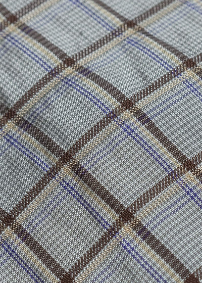 HED MAYNER VISCOSE/LINEN CHECK PANTS GRAY-BROWN HMMC30050AHC270