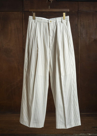 HED MAYNER PIN STRIPED VISCOSE/LINEN PANT BEIGE PIN STRIPE HMMC30023AHC265