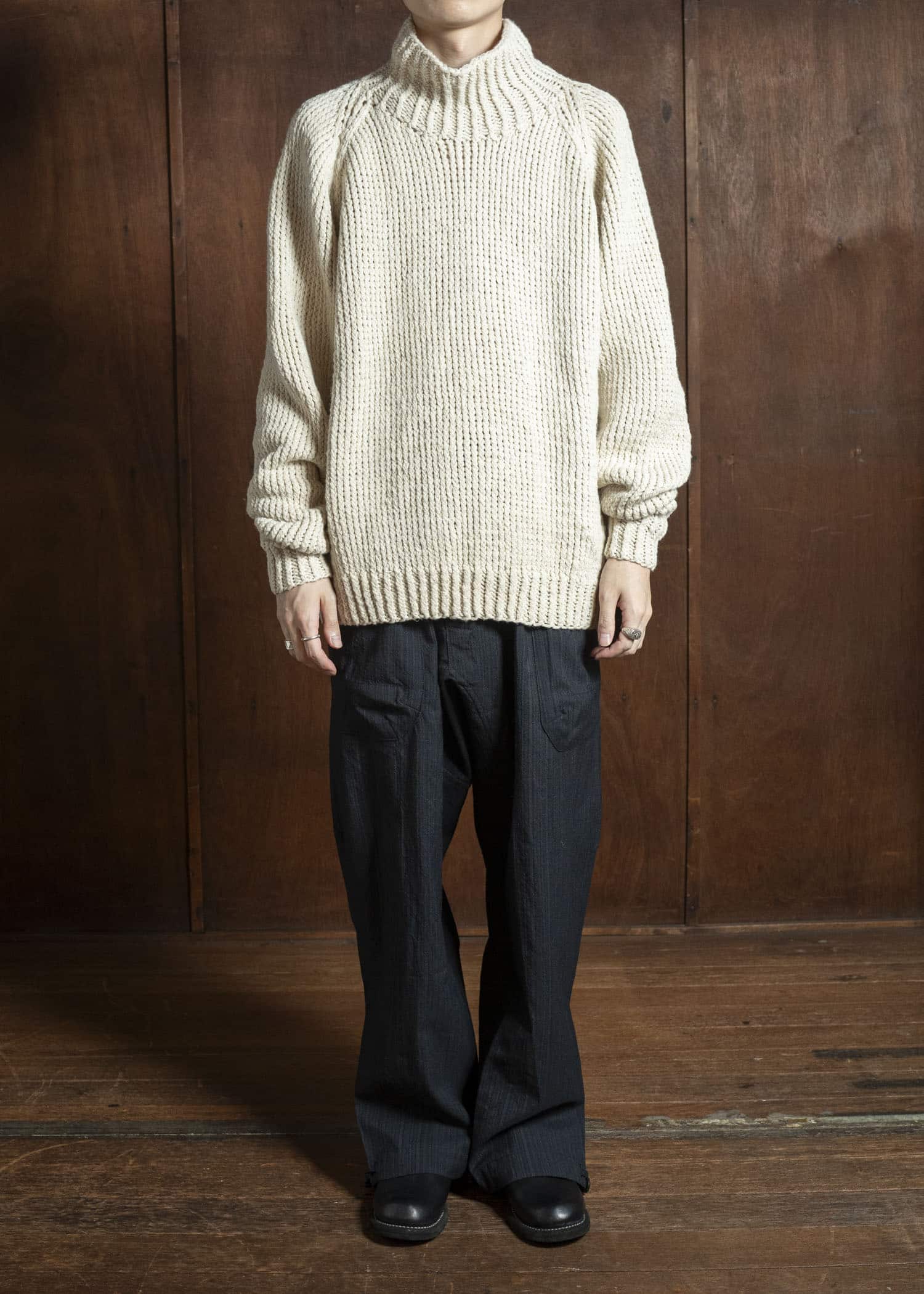 JAN-JAN VAN ESSCHE KNIT #68 HAND KNIT TURTLE NECK SWEATER Lalin Natural