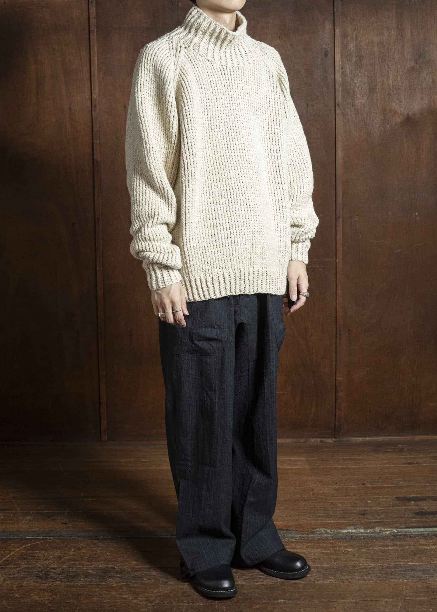 JAN-JAN VAN ESSCHE KNIT #68 HAND KNIT TURTLE NECK SWEATER Lalin Natural