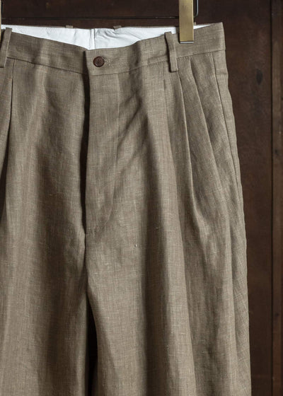 HERRINGBONE HEAVY LINEN PANTS BROWN HMMC30023AHC161