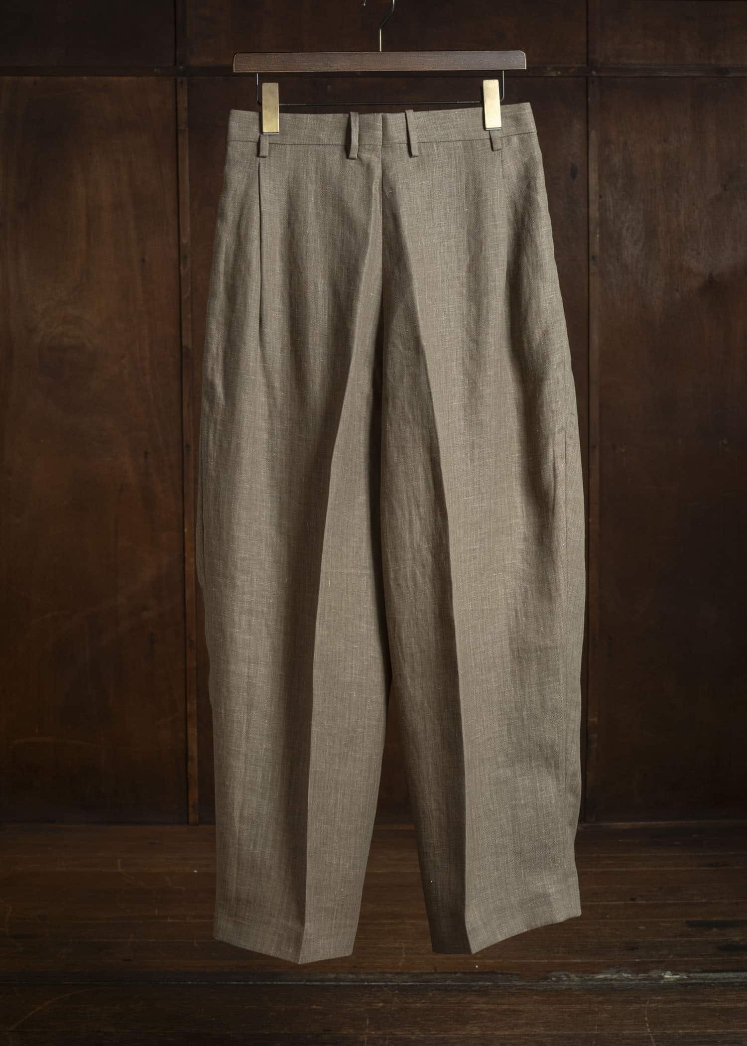 HERRINGBONE HEAVY LINEN PANTS BROWN HMMC30023AHC161