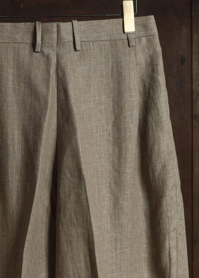 HERRINGBONE HEAVY LINEN PANTS BROWN HMMC30023AHC161