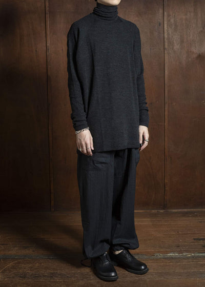 JAN-JAN VAN ESSCHE TEE#65 REGULAR FIT TURTLE NECK TEE A CLASSIC Wool 2/2 Rib Anthracite