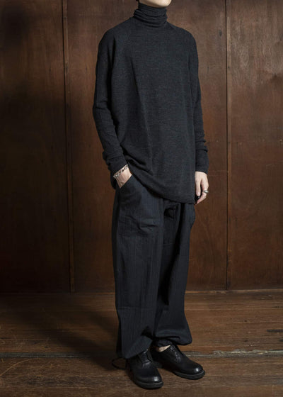 JAN-JAN VAN ESSCHE TEE#65 REGULAR FIT TURTLE NECK TEE A CLASSIC Wool 2/2 Rib Anthracite