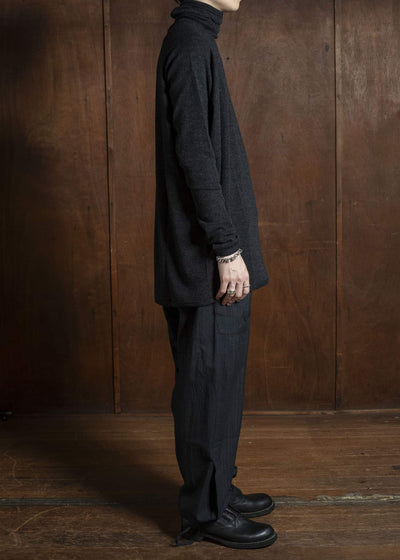 JAN-JAN VAN ESSCHE TEE#65 REGULAR FIT TURTLE NECK TEE A CLASSIC Wool 2/2 Rib Anthracite