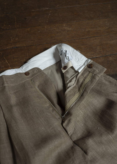 HERRINGBONE HEAVY LINEN PANTS BROWN HMMC30023AHC161