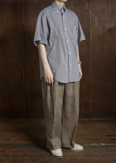 HERRINGBONE HEAVY LINEN PANTS BROWN HMMC30023AHC161