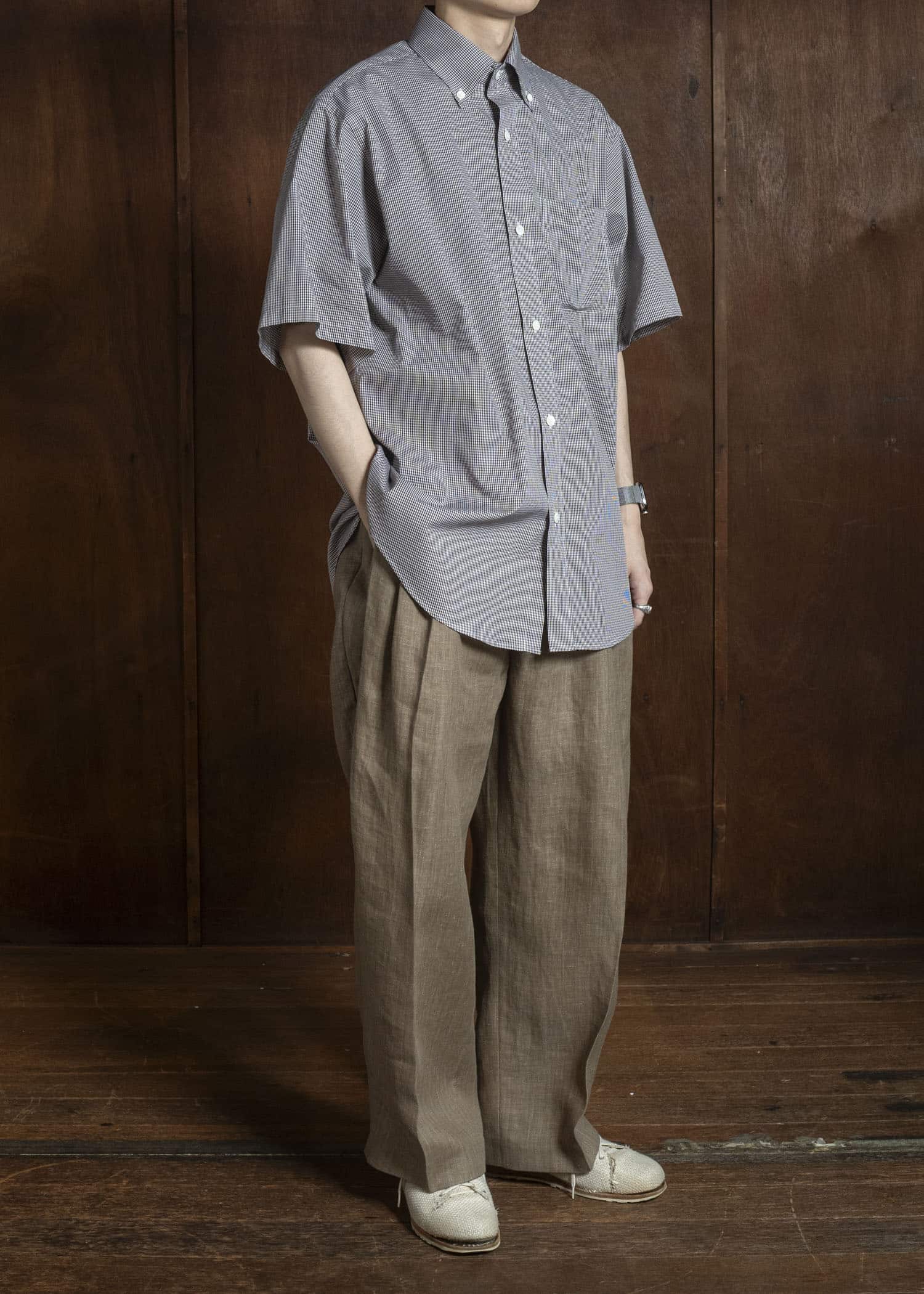 HED MAYNER HERRINGBONE HEAVY LINEN PANTS BROWN HMMC30023AHC161